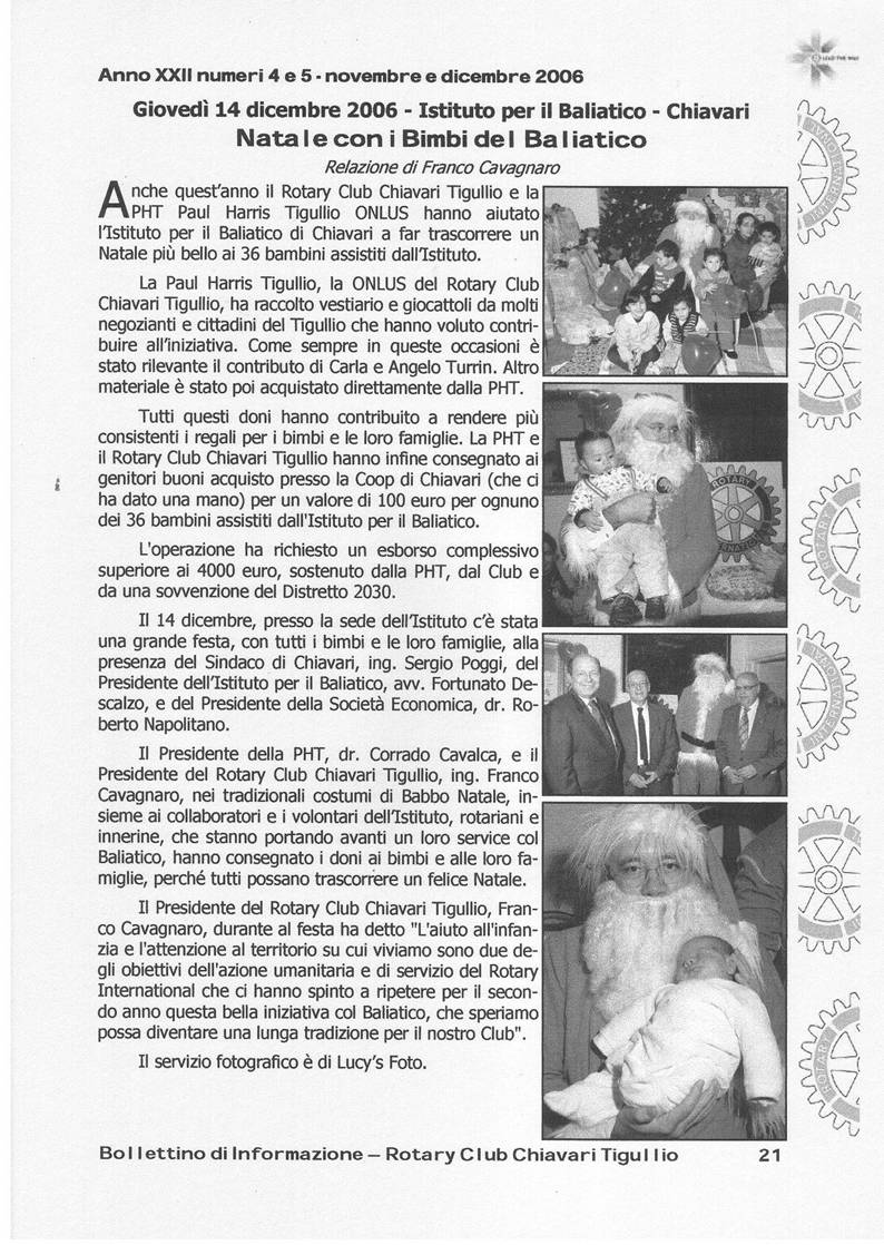 Bollettino di Informazione - Rotary Club Chiavari Tigullio Anno XXII N. 4-5